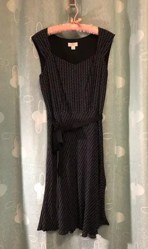 Loft  polka dot midi dress, sleeveless, with belt, women size 4