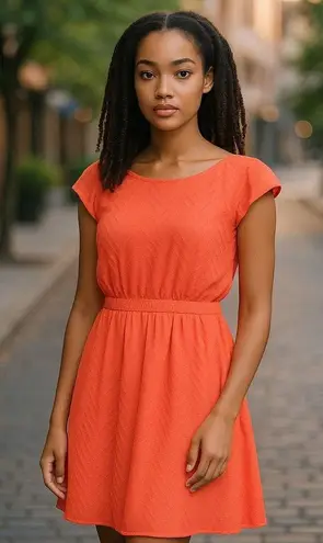 J.Crew Neon Orange Sleeveless chiffon Womens 4 Mini Dress in zigzag Beach Style