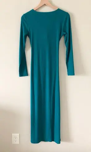 l*space Hayden Midi Dress Long Sleeve Ribbed Cutout in Deep Sea - Size L