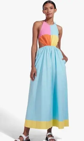 STAUD NWT  Color Block Maxi Open Back Poplin Dress Size XL