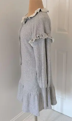 Something Navy Gray Ruffled Sweatshirt Dress