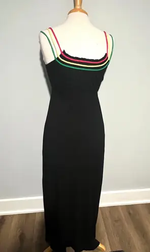 Sevengate Black Maxi Colorful Straps Vacation Beach Dress Size M