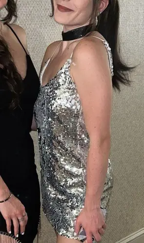 ⚠️SOLD⚠️Sequin dress Silver Size XS