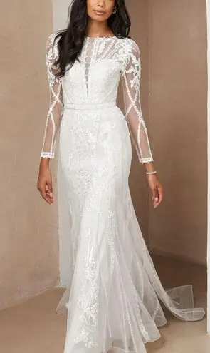 Azazie Mermaid Scoop Tulle Chapel Train Wedding Dress