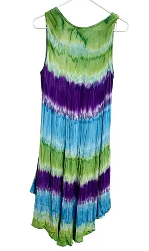 Shoreline Vintage Tie Dye Embroidered Floral Free Size Midi Dress Festival Boho
