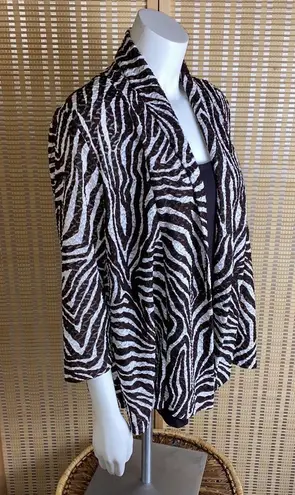 Slinky Brand 2 Piece Set Jacket Tank Animal Print Cardigan W / Brown Tank Top