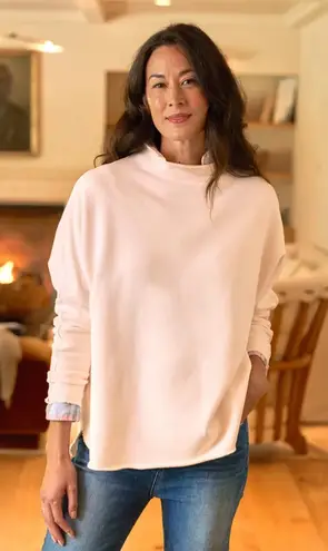 Frank & Eileen Effie Long Sleeve Funnel Neck Capelet Fleece Light Pink Medium