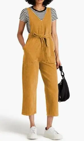 Alex Mill Womens Ollie Jumpsuit Sleeveless Cropped Denim Golden Khaki Medium NWT Brown
