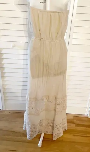 Sweet Journey Beige Lace Trim Maxi Dress Resortwear Sleeveless Women's Size Small Boho