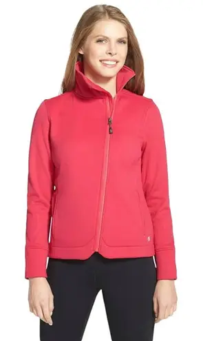 LIJA Womens Jacket Size Large Chill Asymmetrical Zip Front Crimson Pink NEW