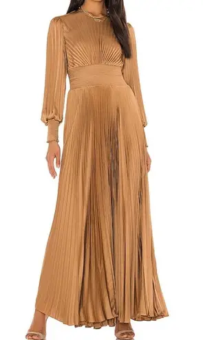 ALC Frank NWOT A.L.C. Leah II Pleated Maxi Dress in Toffee Brown