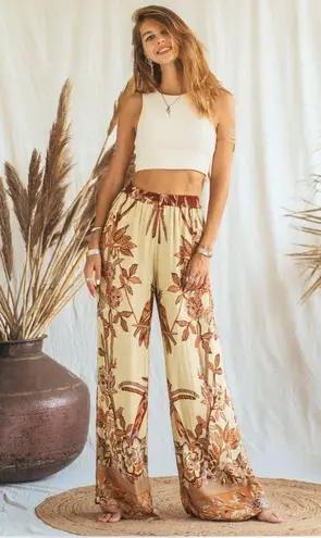 Brahmaki Terra Di Siena Wide Leg Reversible Pants Sz S Orange