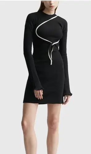 Otto Linger Black Otto Lounge Rib Long Sleeve Mini Dress Size XS
