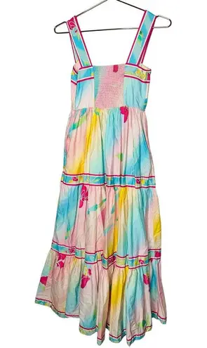 Hunter Bell Multicolored Floral Rita Gradient Empire Waist Flowy Midi Dress XS