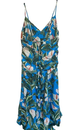 Farm Rio Women's Anthurium Garden Blue Cross Over Maxi Dress - L NWT