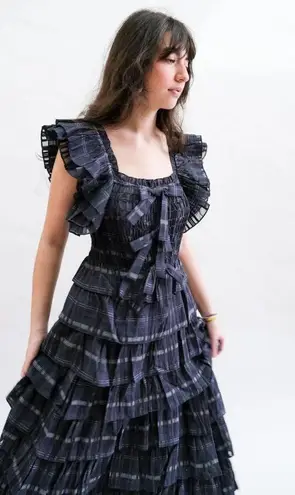 Ulla Johnson NWT  Darcey in Twilight Plaid Organdy Tiered Midi Dress 2 $745