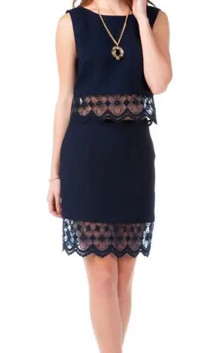 Jun & Ivy Francesca’s Lace Trim Skirt Navy Blue S