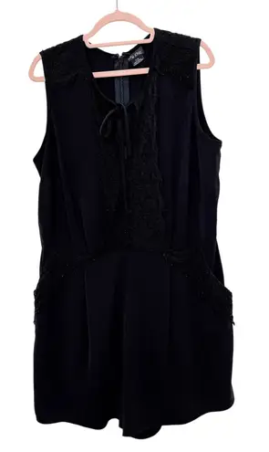 City Chic Sleeveless Lace Tie Front Romper Black Size 16 Casual Chic Romantic