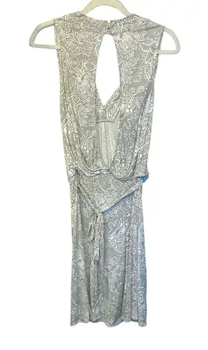 Atos Lombardini Womens Sz 40 / XS Floral Gray White Open Back Sleeveless Dress