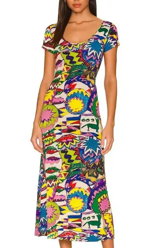 Jams World Vintage Sun Motif Colorful Shift Maxi Dress Size M