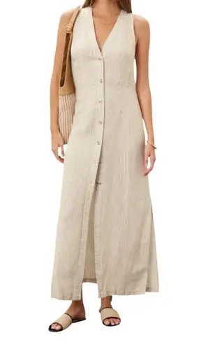 ONIA NWT Air Linen Button Down Maxi jute/white stripes dress size small