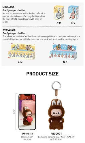 Pop Mart Labubu Pin for Love Letter Z Plush Pendant – Open Box Orange