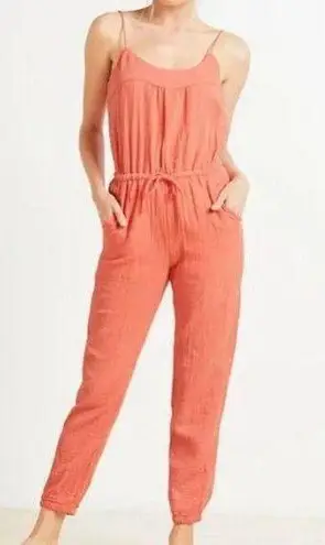 Evereve Gemma Gauzy Cotton Jumpsuit in Coral Size S