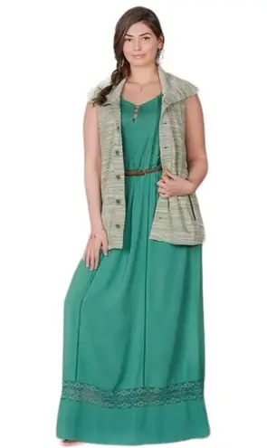 Matilda Jane Down in the Valley Green Sleeveless Maxi Dress size Medium