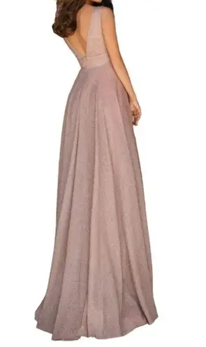 Clarisse  Glitter V-Neck Sleeveless Gown Rose Gold Size 2 NWT