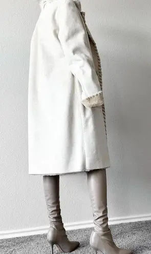 Chadwick's Collection Ivory Cream Vintage Faux Fur Lined Suede Coat Jacket Size M