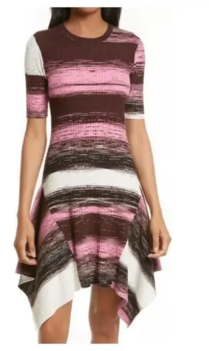 Opening Ceremony Delta Linear Sweater Dress Large Black Ribbed Knit Asymmetric