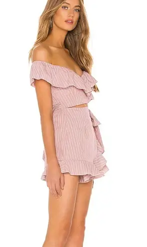 superdown Revolve  Angela Wrap Tie Romper in Pink Stripe Women’s Size M