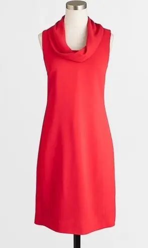 J. Crew Factory Dress Red Crepe Cowl Neck Sleeveless Shift Sz M EUC Holiday/Work Size M
