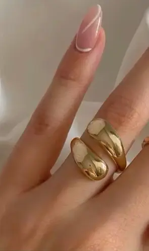 Boutique NEW Yellow Gold S925 Water Drop Open‎ Wrap Band Ring, Adjustable