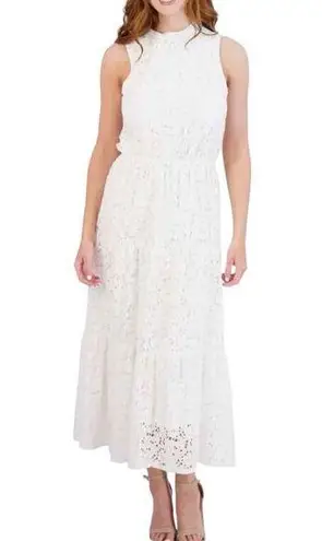 Julia Jordan Tiered Eyelet Maxi Dress Size US 8 Ivory