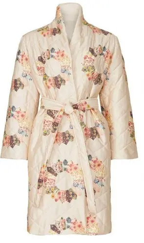 Samantha Sipos Quilted Sunburst Coat Granny Squares Quilt Lightweight sz Medium