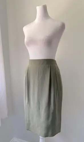 Dana Buchman Vintage Y2K 100% Silk Khaki Green Skirt