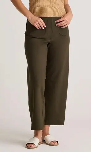 Quince Olive Green Ultra Stretch Ponte Cropped Wide Leg Pant