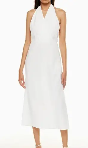 Babaton Aritzia Linen Blend White Halter Dress 6