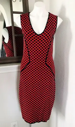NYDJ Dress Knit Sweater Midi Red Black Size 12 MSRP $158.00