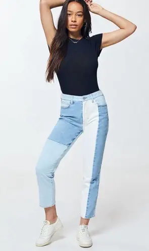 PacSun 💛 ECO Hopper Patch Mom Jeans Size 28 Colorblock Light Blue High Rise - Image 1
