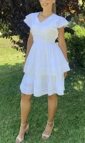 Rachel Parcell Swiss Dot Tiered Dress in White Size XX-Small