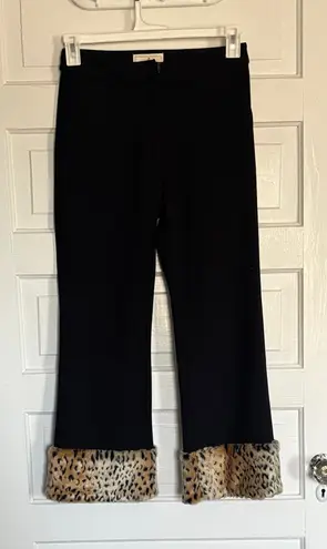 Black Pants with Leopard Print Cuffs Size XS - Image 1
