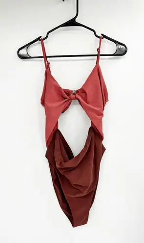 Veronica Beard Aniston Two Tone Twist Front Cut Out Rose One Piece Swimsuit XL