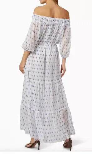 MISA Los Angeles NWT MISA Artemis Off-the-shoulder Belted Chiffon Dress In White Evil Eye