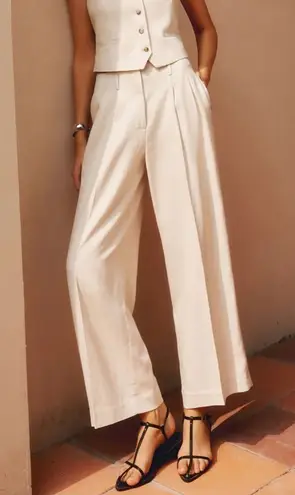 Commense Solid Suit Straight Leg Pants size medium Tan