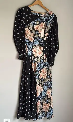 Rebecca Taylor NEW silk blend Mixed-Print Floral Maxi Dress 10
