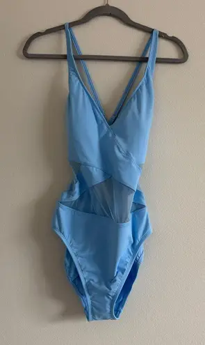 Bleu Rod Beattie NWT Women's Don’t Mesh with Me V-Neck One-Piece in Skyline 12