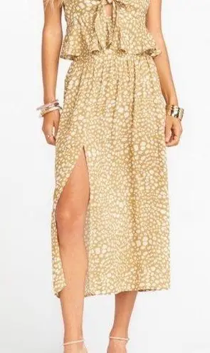 Show Me Your Mumu  Bristow Spotted Desert Cheetah Midi Skirt Slit High Waist XL