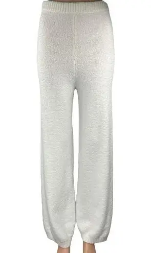 Magnolia Boutique White Fleece High Waisted Pull On Wide Leg Lounge Pants Sz S